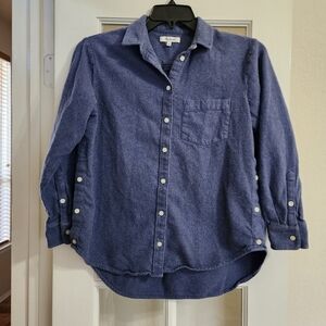 Madewell Textured Thick Button Down Shirt Women’s Small Blue Soft Cotton